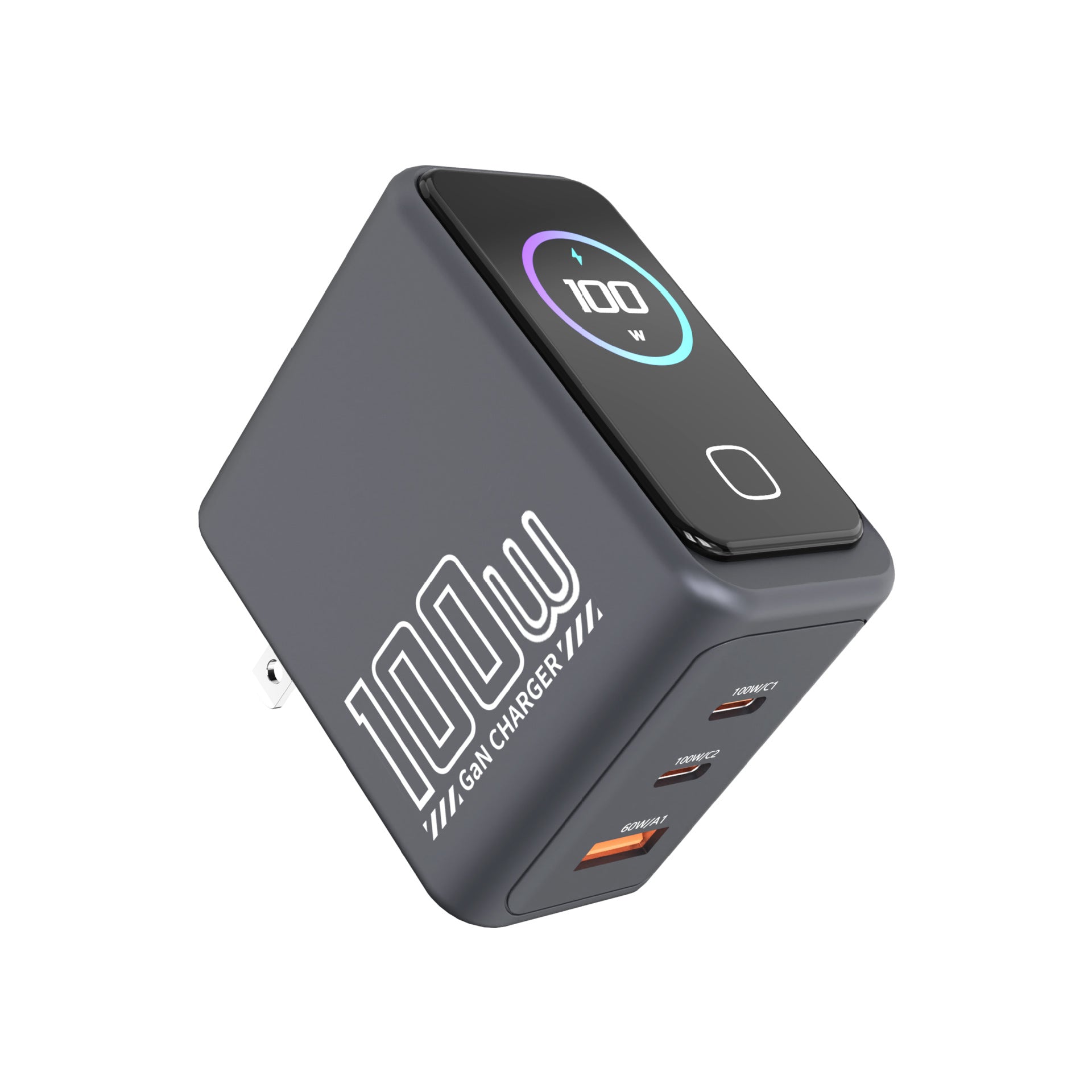 100W screen tri-port GaN fast charger
